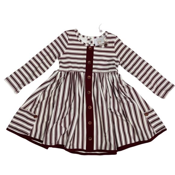 NWT Swoon Baby 3T Maroon Stripe Dress - Picture 1 of 6